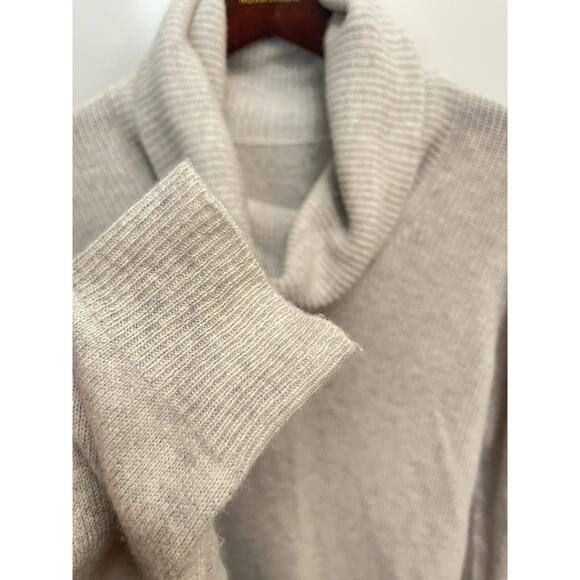 Theory Cashmere Sweater Medium Madalinda Womens Gray Cowl Long Sleeve Tunic - Picture 2 of 8